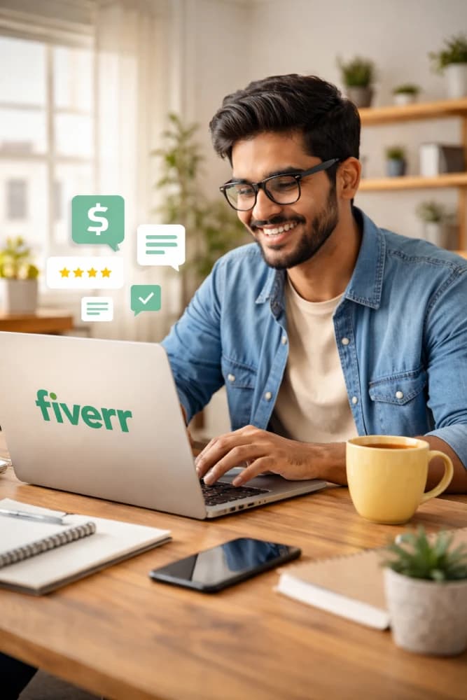 Scene for Gig Worker on Fiverr Finds Consistent Work